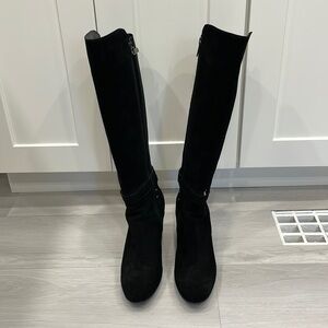 Aquatalia Tall Heeled Black Suede Waterproof Boots